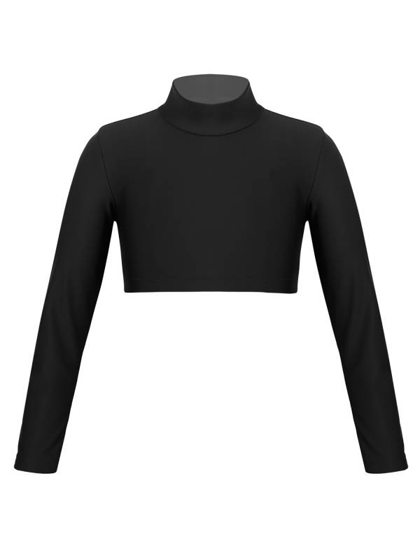 Kids Girls 2pcs Long Sleeves Crop Top and Colorblock Leggings Sports Set thumb