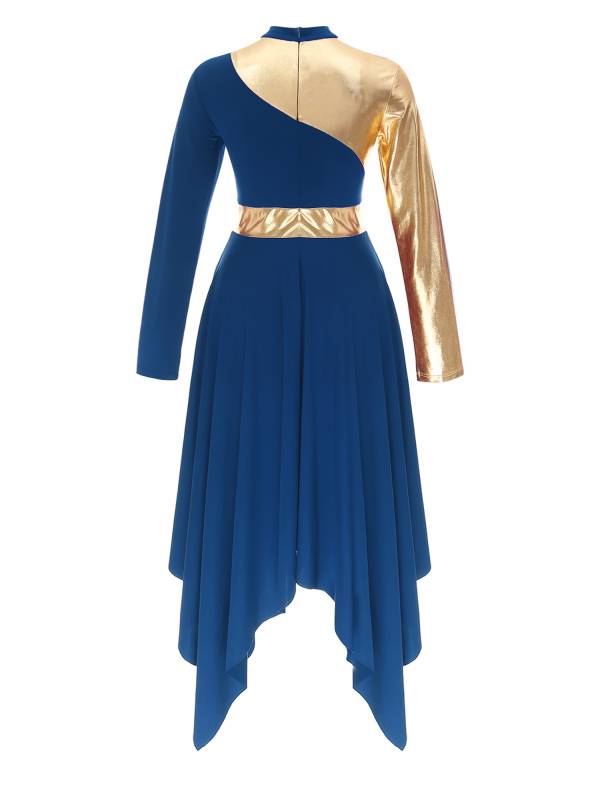 Women Long Sleeve Asymmetrical Worship Dance Dresses thumb