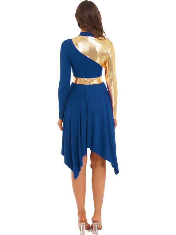 Women Long Sleeve Asymmetrical Worship Dance Dresses thumb