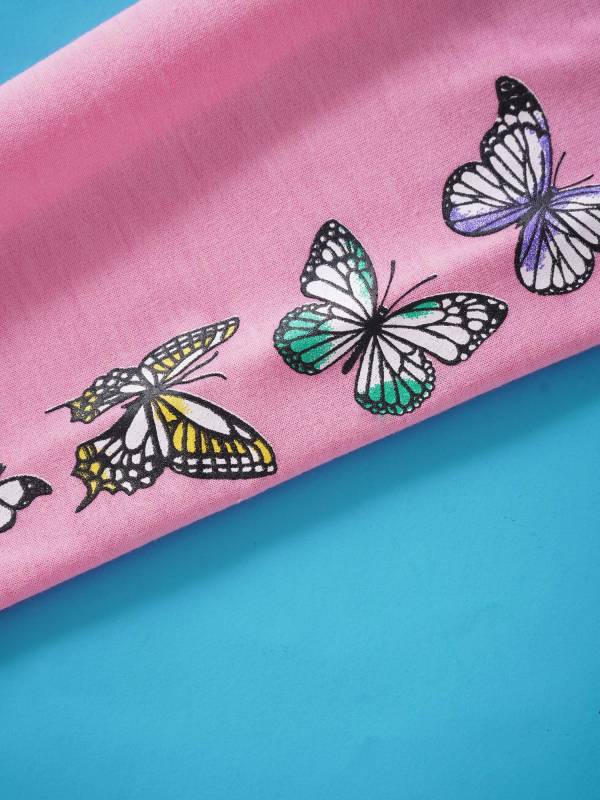 Kids Girls 2pcs Butterfly Printed Cropped Hoodies and Pants Sets thumb