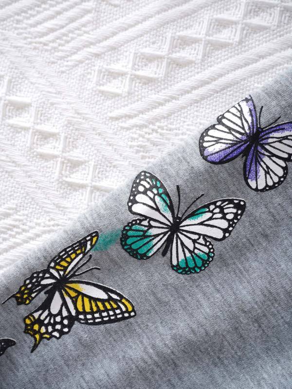 Kids Girls 2pcs Butterfly Printed Cropped Hoodies and Pants Sets thumb