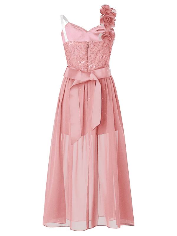 Kids Girls Shiny Beaded Applique Party Dress Sequin Lace Jumpsuit thumb