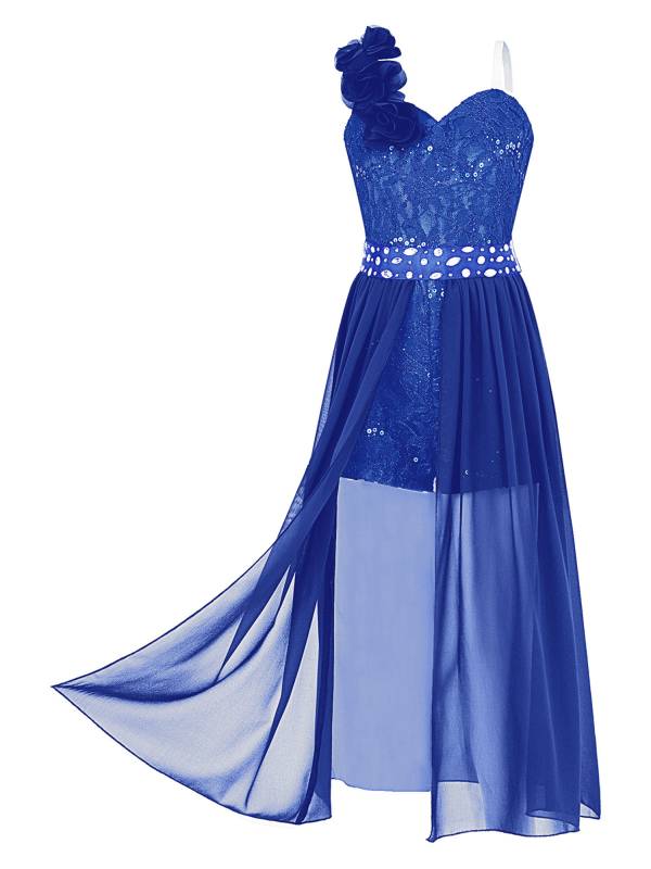 Kids Girls Shiny Beaded Applique Party Dress Sequin Lace Jumpsuit thumb