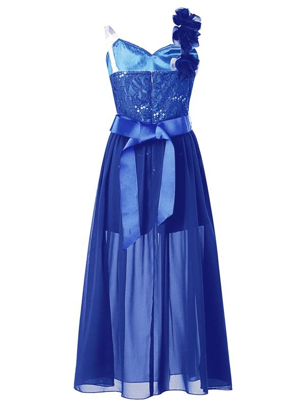 Kids Girls Shiny Beaded Applique Party Dress Sequin Lace Jumpsuit thumb
