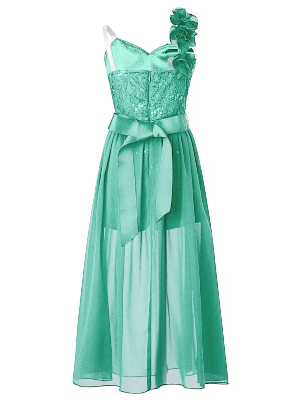 Kids Girls Shiny Beaded Applique Party Dress Sequin Lace Jumpsuit thumb