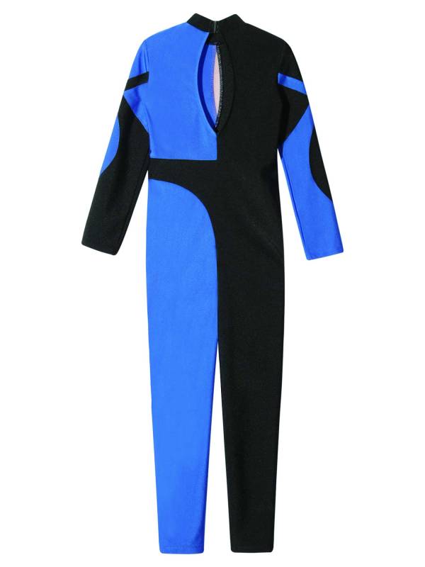Kids Girls Long Sleeve Rhinestone Skating Unitards thumb