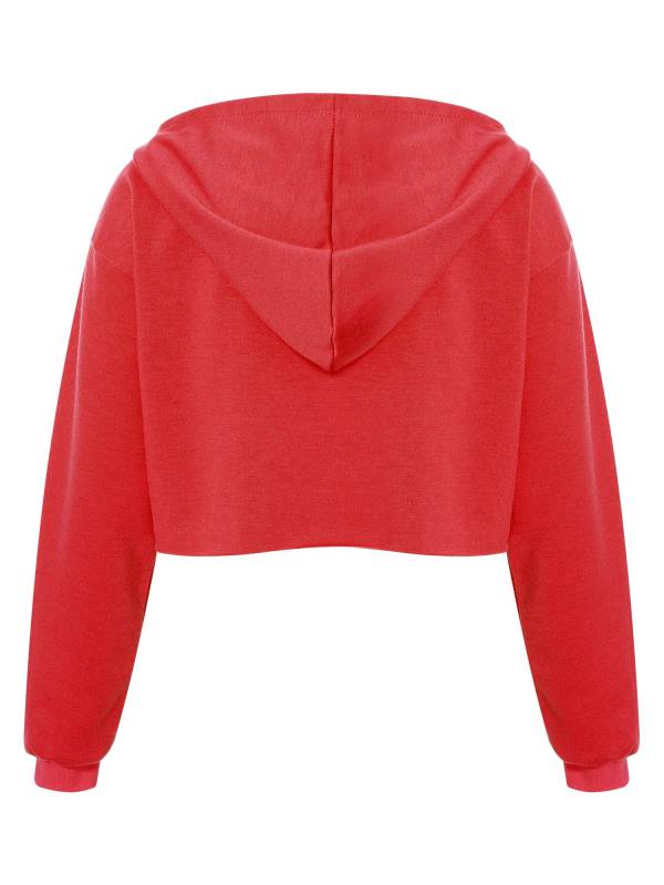 Kids Girls Long Sleeves Butterfly Print Cropped Hoodies thumb
