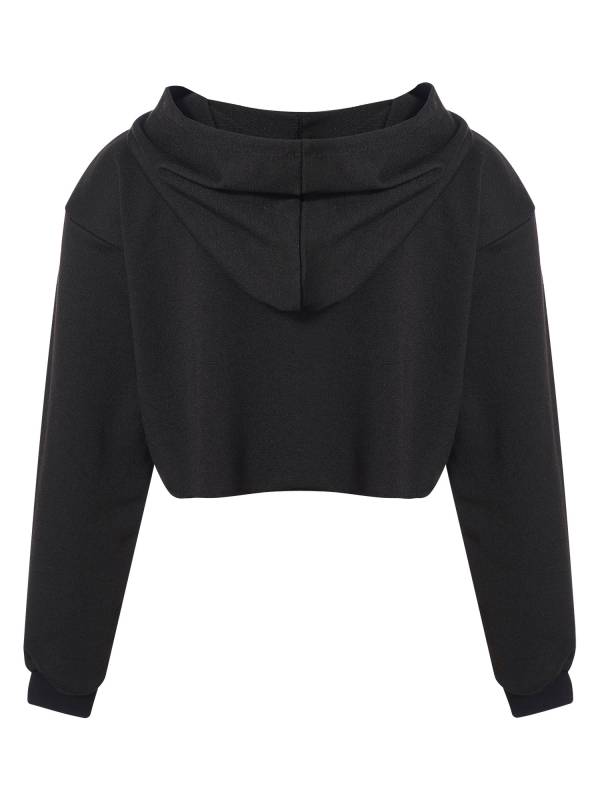 Kids Girls Long Sleeves Butterfly Print Cropped Hoodies thumb