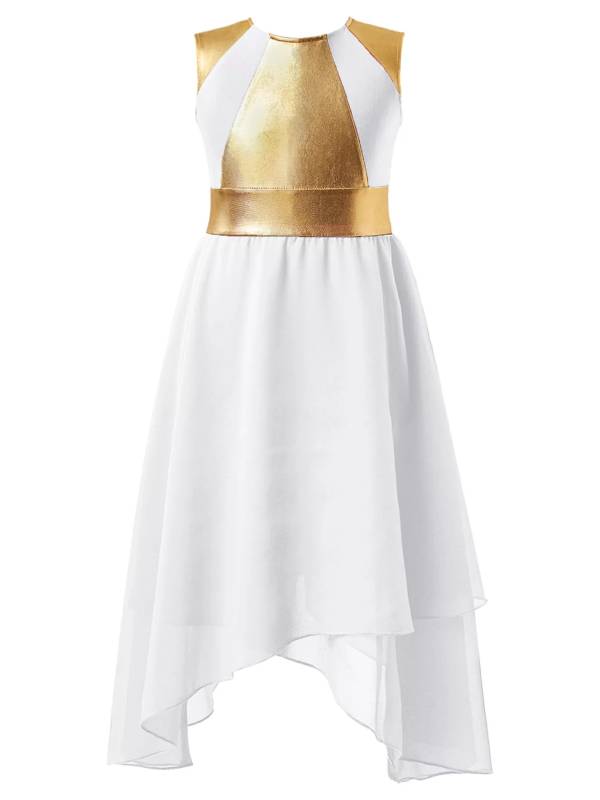 Kids Girls Sleeveless Zipper Praise Worship Dance Dress thumb
