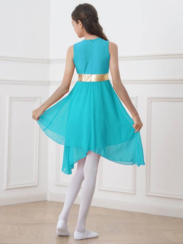 Kids Girls Sleeveless Zipper Praise Worship Dance Dress thumb