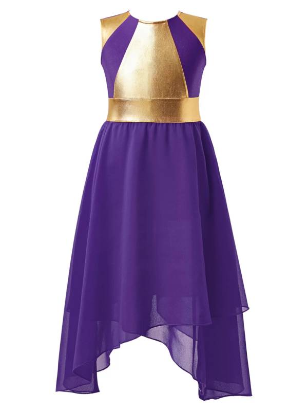 Kids Girls Sleeveless Zipper Praise Worship Dance Dress thumb