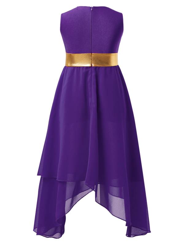 Kids Girls Sleeveless Zipper Praise Worship Dance Dress thumb