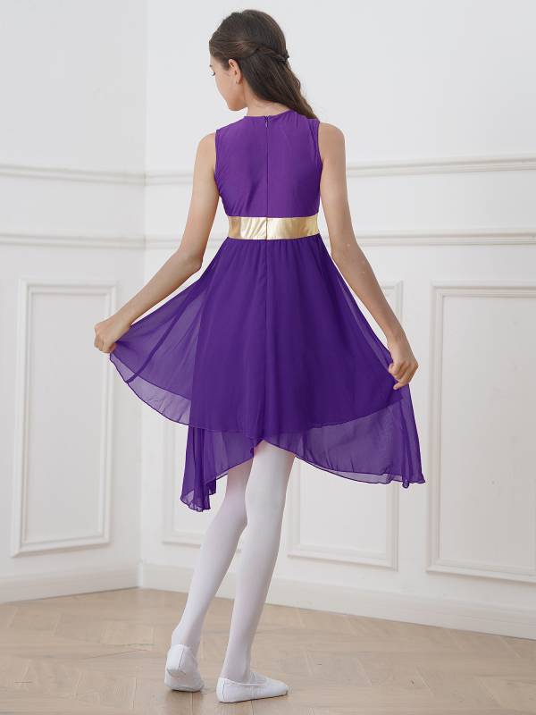 Kids Girls Sleeveless Zipper Praise Worship Dance Dress thumb