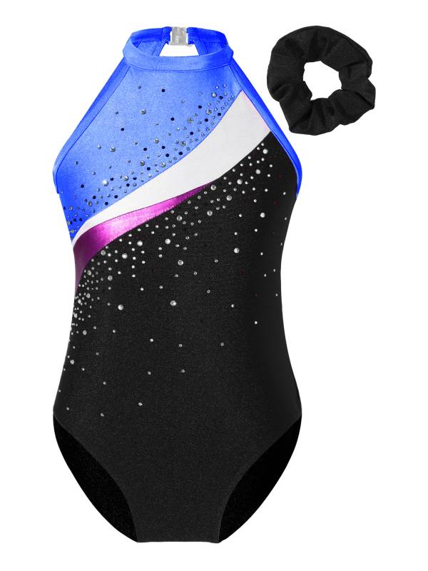 Kids Girls 3pcs Sleeveless Rhinestone Leotards with Shorts Sport Sets thumb