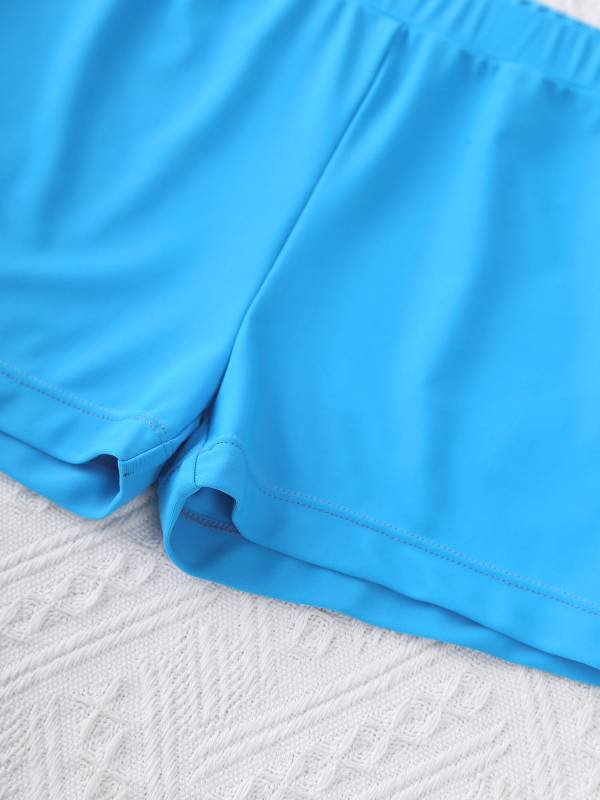 Kids Girls Solid Elastic Waistband Swimming Shorts thumb