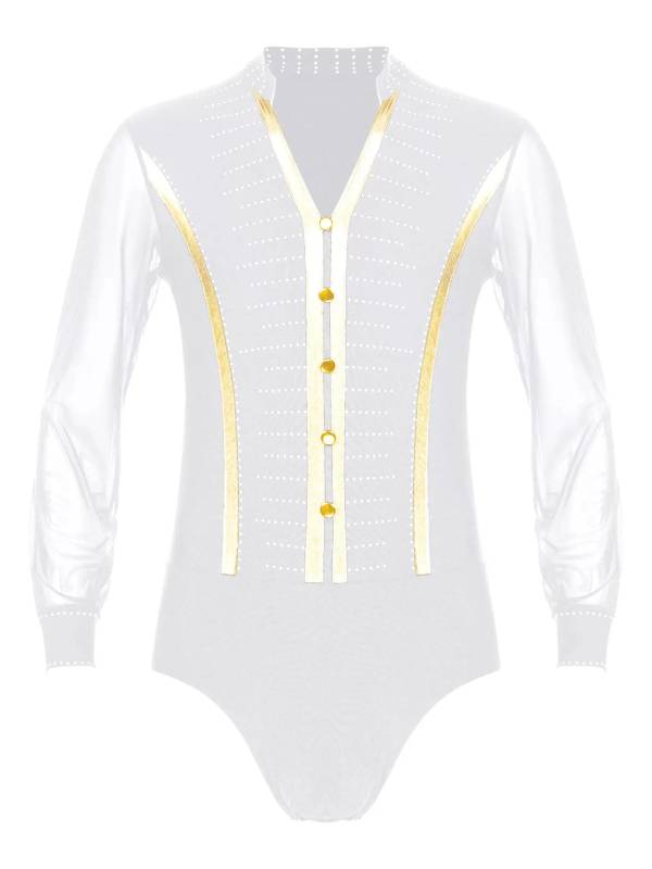 Men Long Sleeve Ballroom Samba Latin Dance Leotard thumb