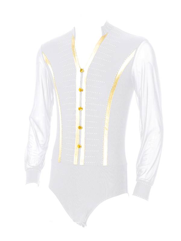 Men Long Sleeve Ballroom Samba Latin Dance Leotard thumb