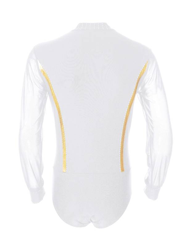 Men Long Sleeve Ballroom Samba Latin Dance Leotard thumb
