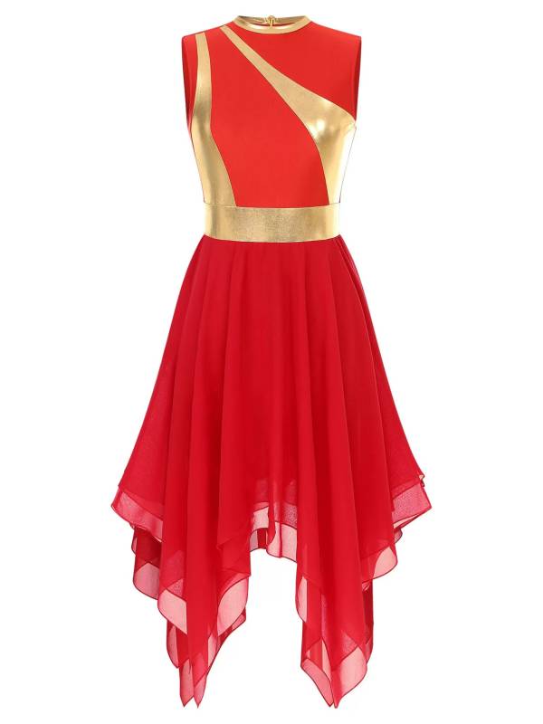 Women Sleeveless Modern Worship Praise Dance Dresses(no white underdress) thumb