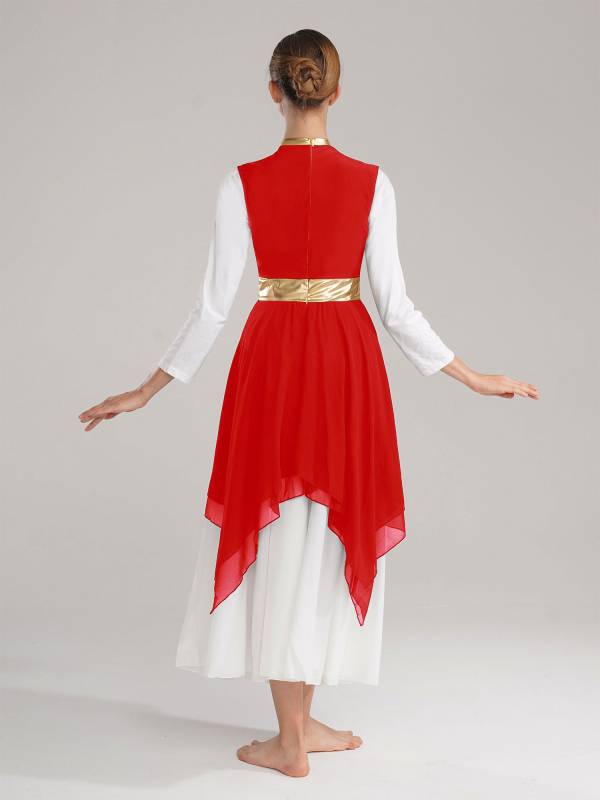 Women Sleeveless Modern Worship Praise Dance Dresses(no white underdress) thumb