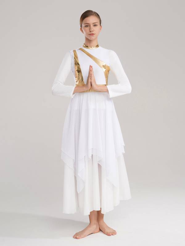 Women Sleeveless Modern Worship Praise Dance Dresses(no white underdress) thumb