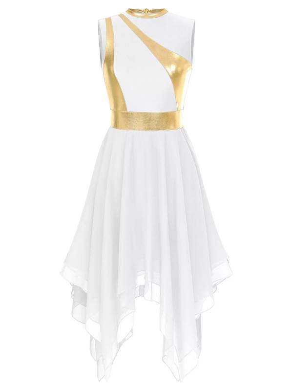 Women Sleeveless Modern Worship Praise Dance Dresses(no white underdress) thumb