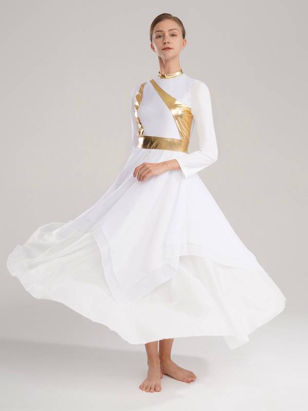 Women Sleeveless Modern Worship Praise Dance Dresses(no white underdress) thumb