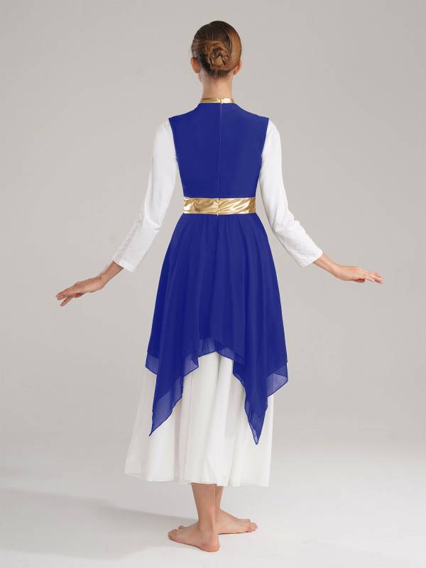 Women Sleeveless Modern Worship Praise Dance Dresses(no white underdress) thumb