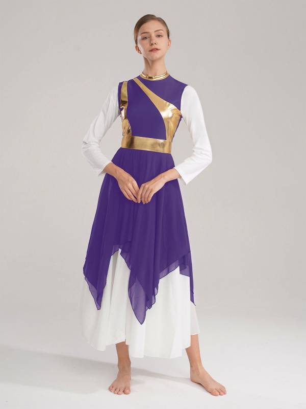 Women Sleeveless Modern Worship Praise Dance Dresses(no white underdress) thumb