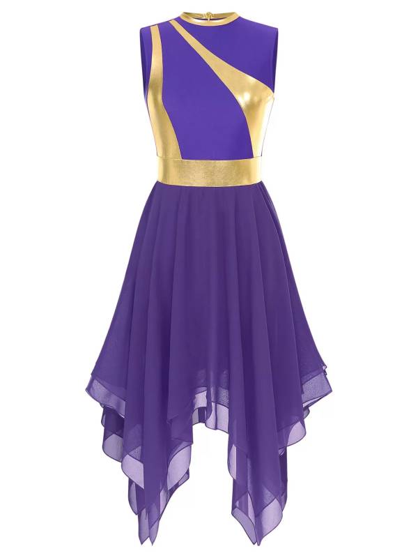 Women Sleeveless Modern Worship Praise Dance Dresses(no white underdress) thumb