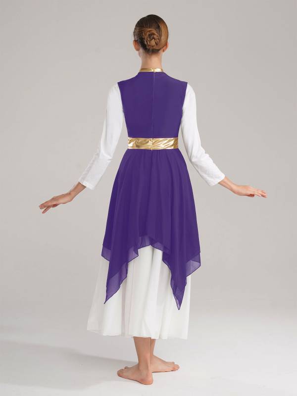 Women Sleeveless Modern Worship Praise Dance Dresses(no white underdress) thumb