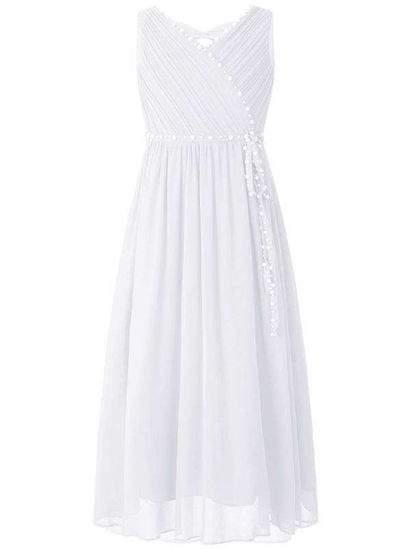 Kids Girls Beaded V Neck Chiffon Party Dress thumb