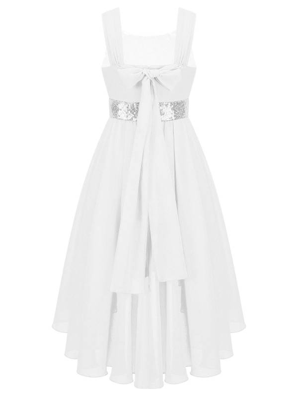 Kids Girls Shiny Sequin Ruched High-Low Party Dress thumb