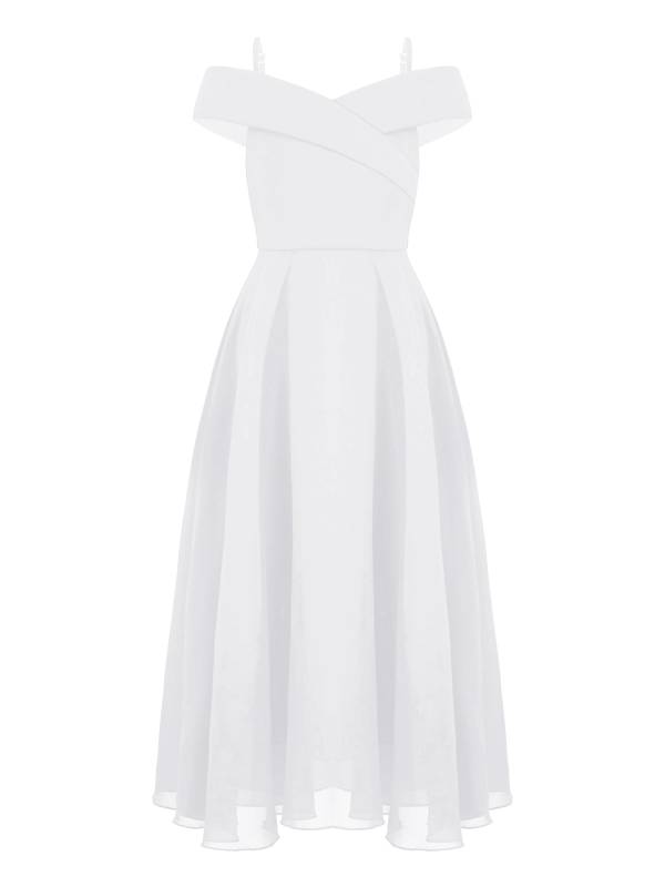 Kids Girls Chiffon Off-Shoulder Maxi Party Dress thumb