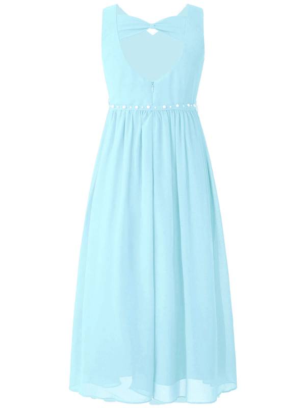 Kids Girls Beaded V Neck Chiffon Party Dress thumb
