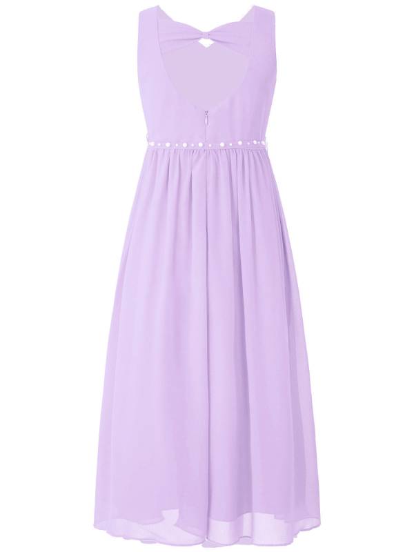 Kids Girls Beaded V Neck Chiffon Party Dress thumb