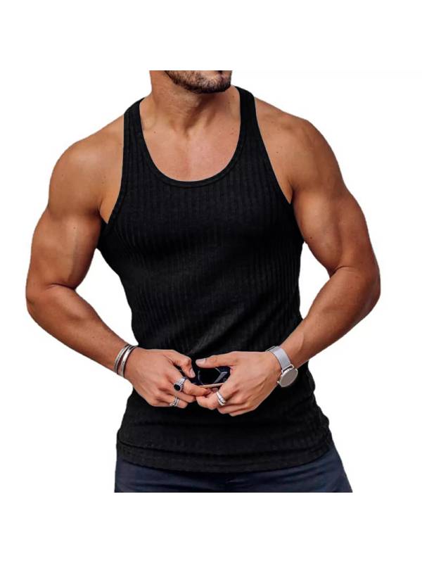 Men U Neck Sleeveless Racer Back Tank Top thumb