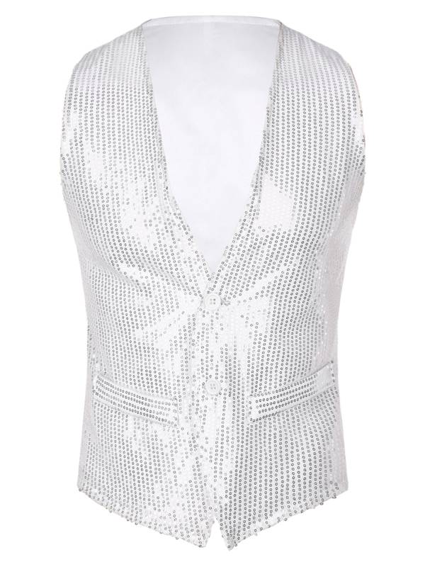 Men Sequin Sleeveless Waistcoat Jacket for Latin Jazz Dance thumb