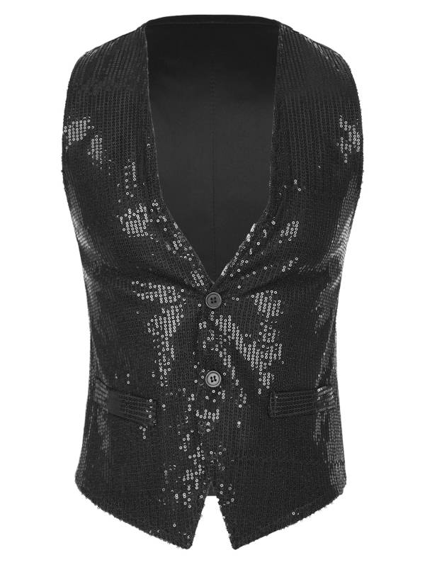 Men Sequin Sleeveless Waistcoat Jacket for Latin Jazz Dance thumb