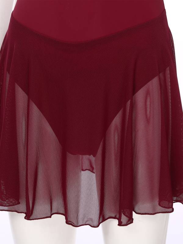 Women Short Sleeve Ruffled Skirted Leotard Dress for Ballet Gymnastics thumb