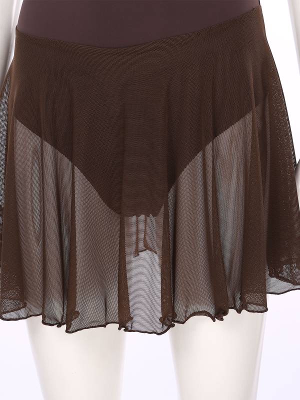 Women Short Sleeve Ruffled Skirted Leotard Dress for Ballet Gymnastics thumb