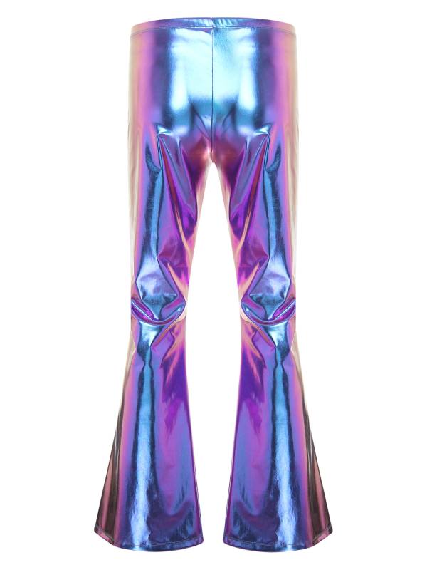 Men Shiny Metallic Bell Bottom Disco Pants thumb