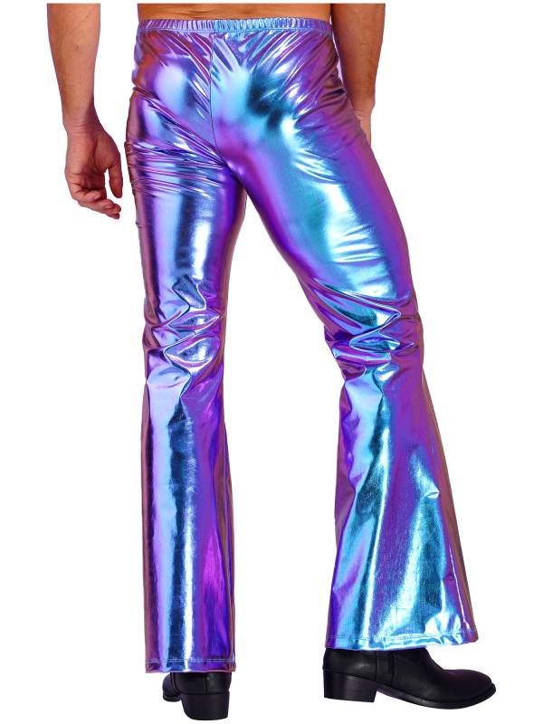 Men Shiny Metallic Bell Bottom Disco Pants thumb
