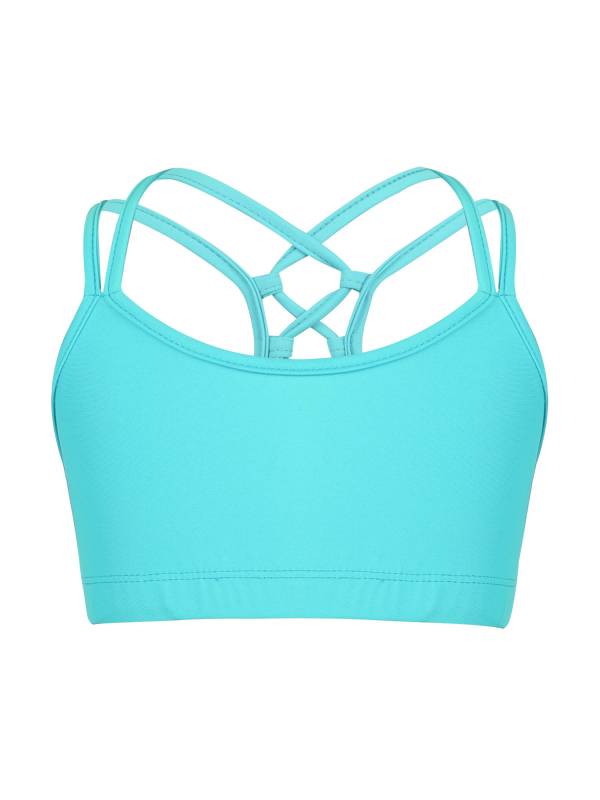 Kids Girls Two Pieces Sleeveless Crop Top and Shorts Swimsuit Set thumb