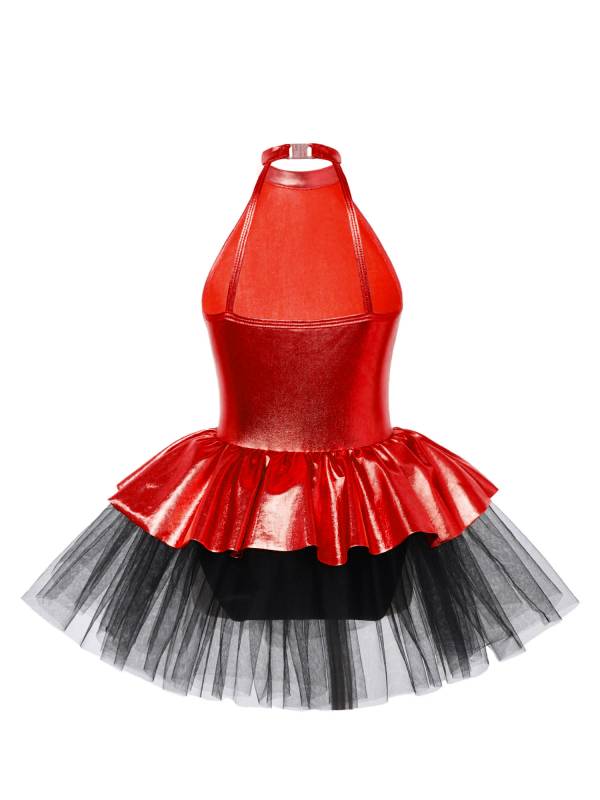 Kids Girls Sleeveless Sequins Bowknot Ballet Dance Tutu Dress thumb
