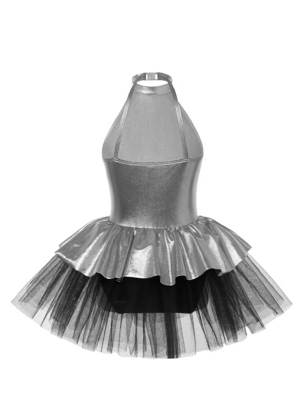 Kids Girls Sleeveless Sequins Bowknot Ballet Dance Tutu Dress thumb
