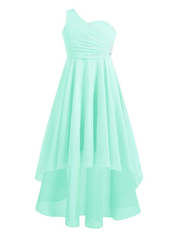 Kids Girls Rhinestones Beaded High-Low Party Dress thumb