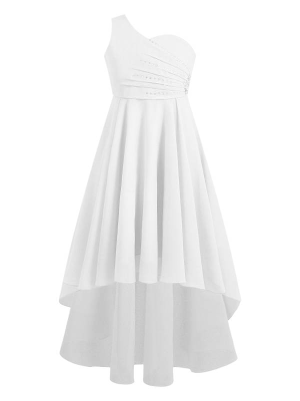 Kids Girls Rhinestones Beaded High-Low Party Dress thumb