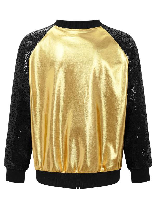 Kids Girls Sequins Long Sleeve Front Zipper Jacket Coat thumb