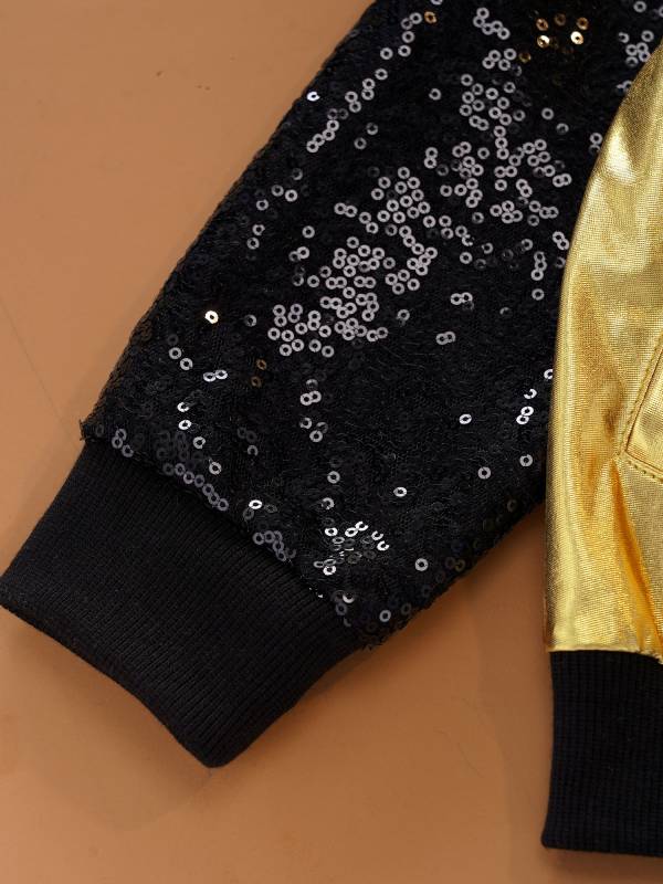 Kids Girls Sequins Long Sleeve Front Zipper Jacket Coat thumb